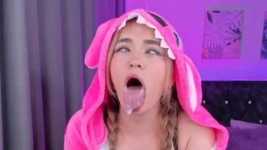 Ahegao teen Aleja Millan a real deep throat pro having your milk explode on her face